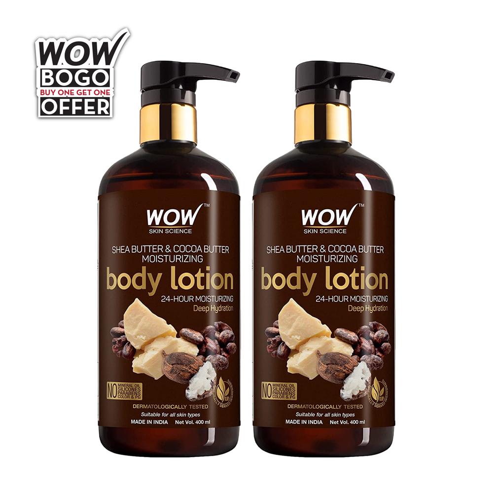 Wow Skin Science Shea & Cocoa Butter Body Lotion 400 ML (Buy 1 Get 1)