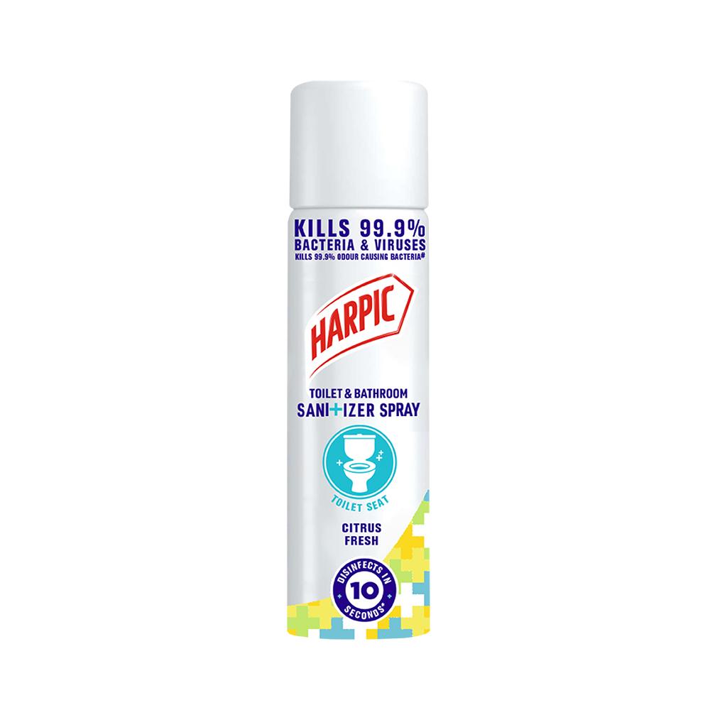 Harpic Toilet Seat Sanitizer Spray, Kills 99.9% Germs on Toilet Seat Covers, Basin Tap and Doorknob in 10 seconds, Citrus Fresh, 90ml