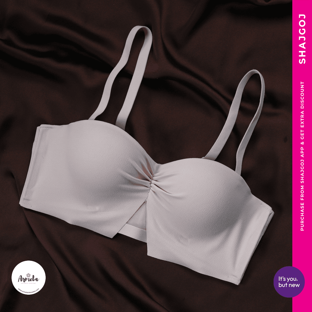 Armela Strapless Low-Cut Push-Up Bra - Coral Peach