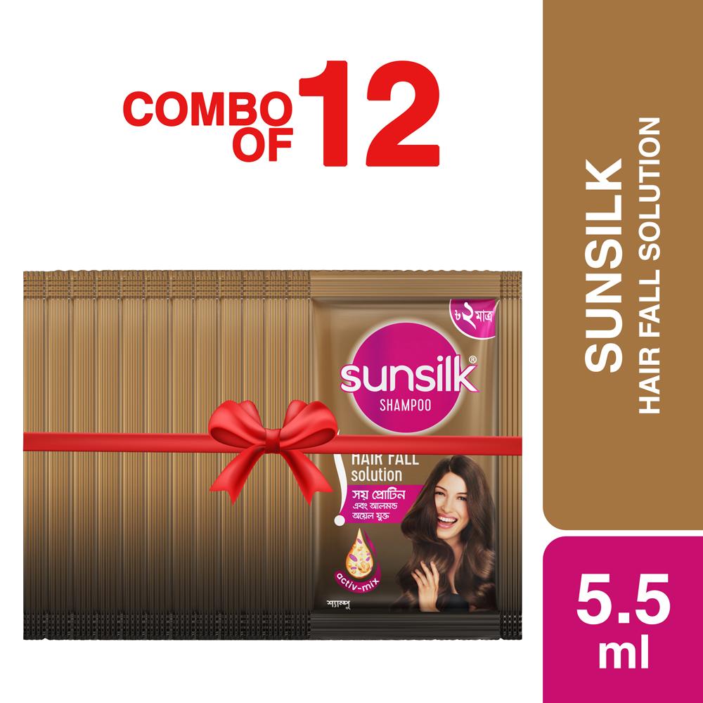 Sunsilk Shampoo Hair Fall Solution 5.5ml (Combo of 12 packs)
