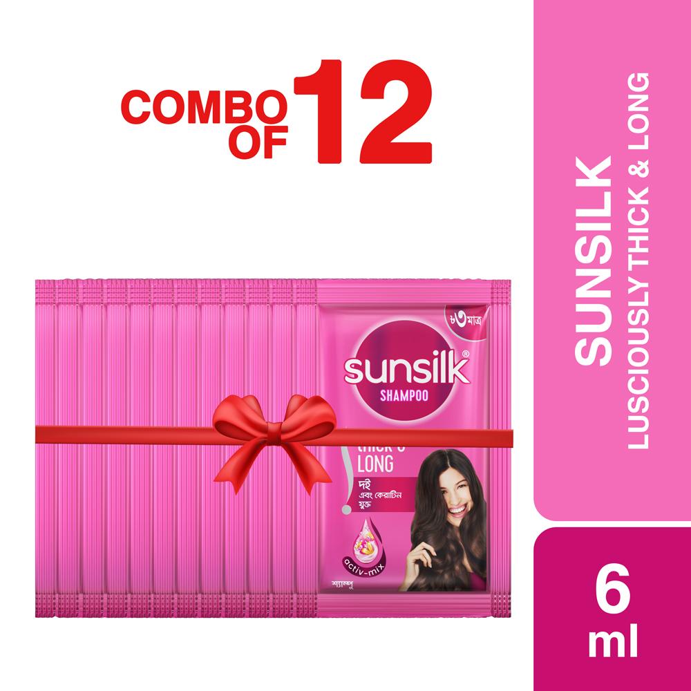 Sunsilk Shampoo Lusciously Thick & Long 6ml (Combo of 12 packs)