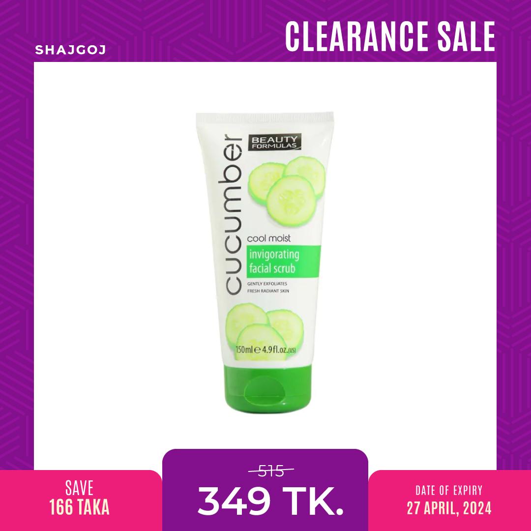 Beauty Formulas Invigorating Cucumber Facial Scrub (Expiry Date - 31/12/2024) – 150ml