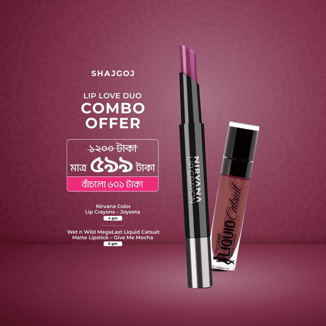Lip Love Duo Combo Offer (Nirvana Color Lip Crayons - Joyeeta + Wet n wild MegaLast Liquid Catsuit Matte Lipstick - Give Me Mocha)
