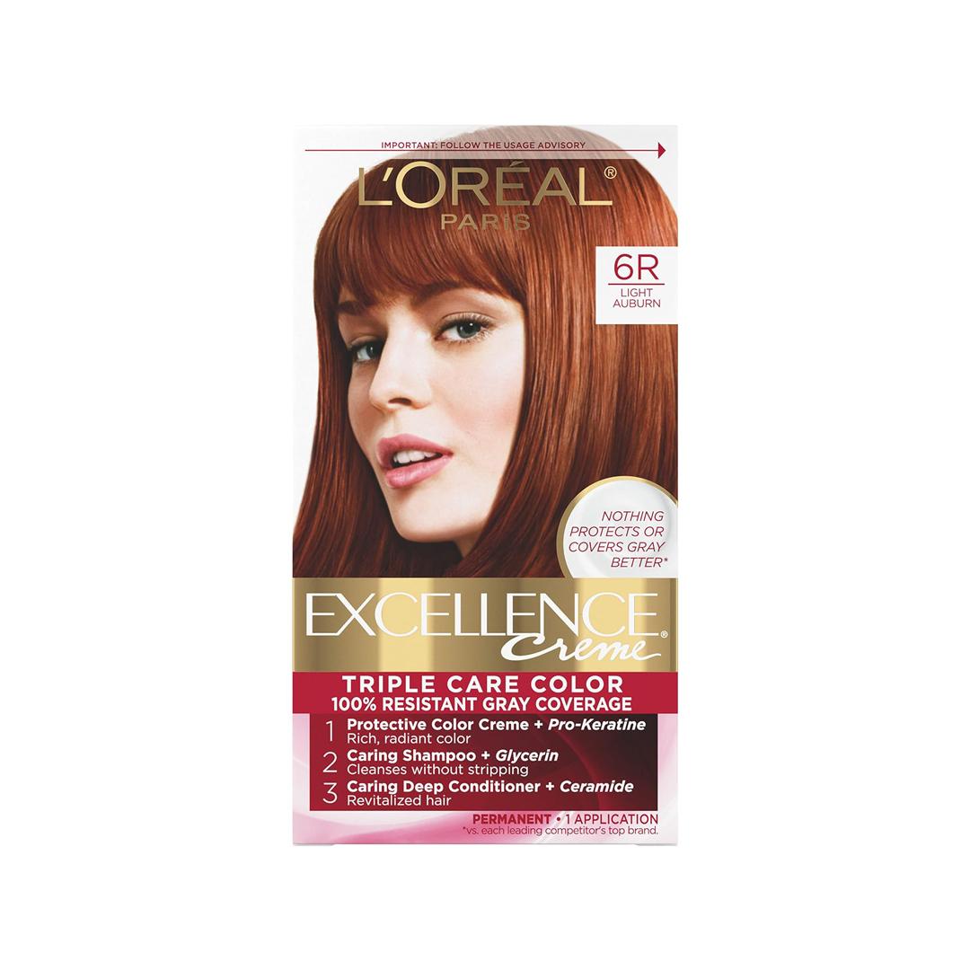 L'Oreal Paris Excellence Creme Permanent Triple Care Hair Color 6R Light Auburn