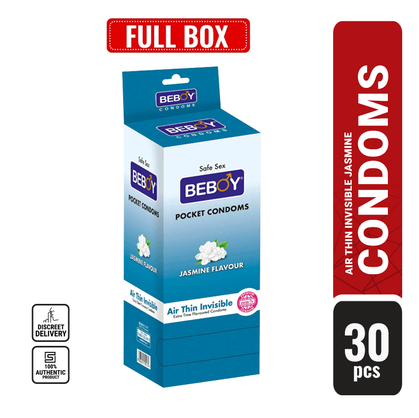 Beboy Extra Time Air Thin Invisible Condom (Jasmine Flavoured) 3x10 - 30Pcs Full Box