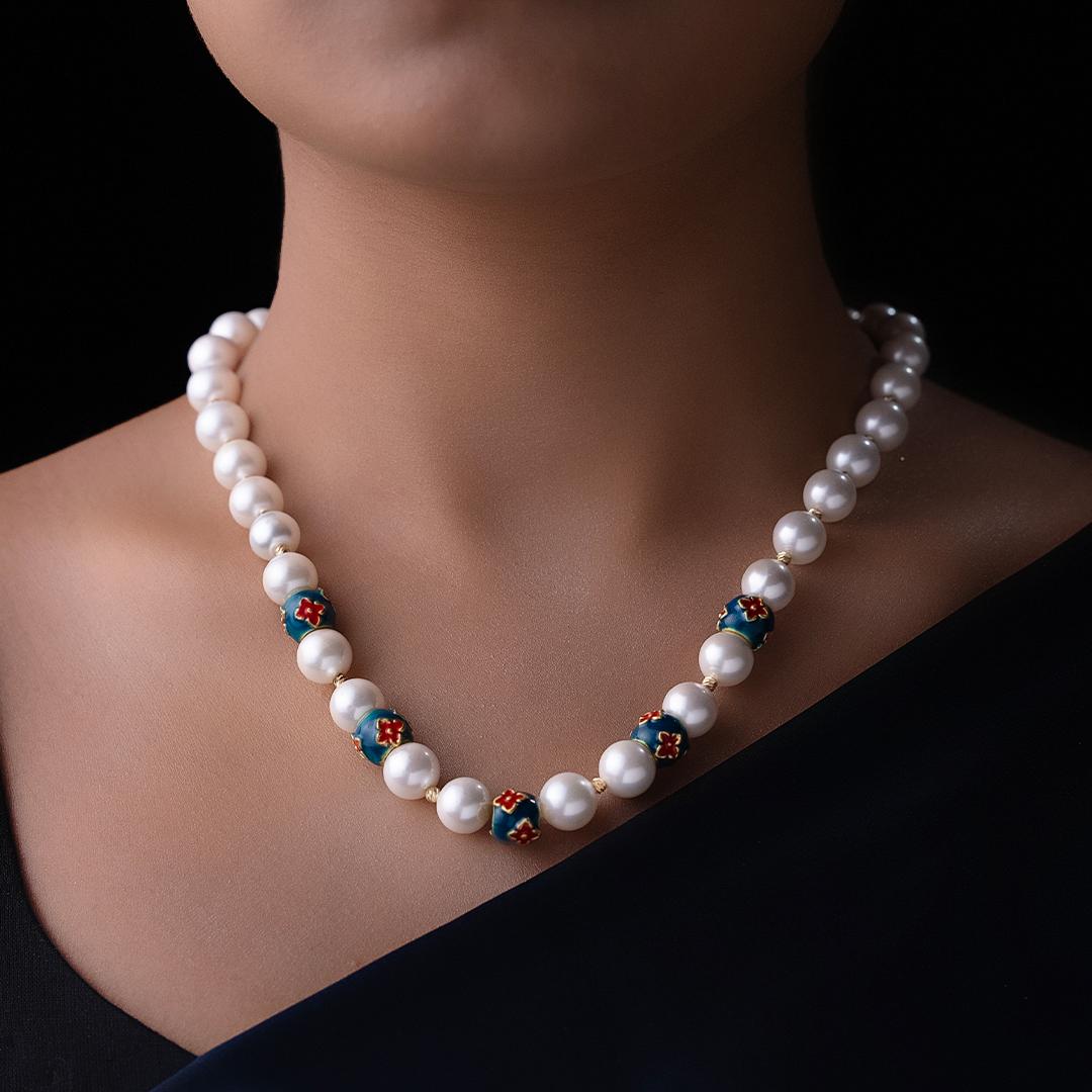Meenakari Peacock Blue Necklace – Shajgoj