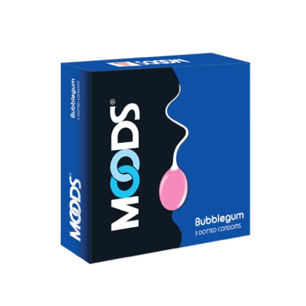 MOODS Bubblegum Flavored Dotted Premium Condom - 3Pcs Pack