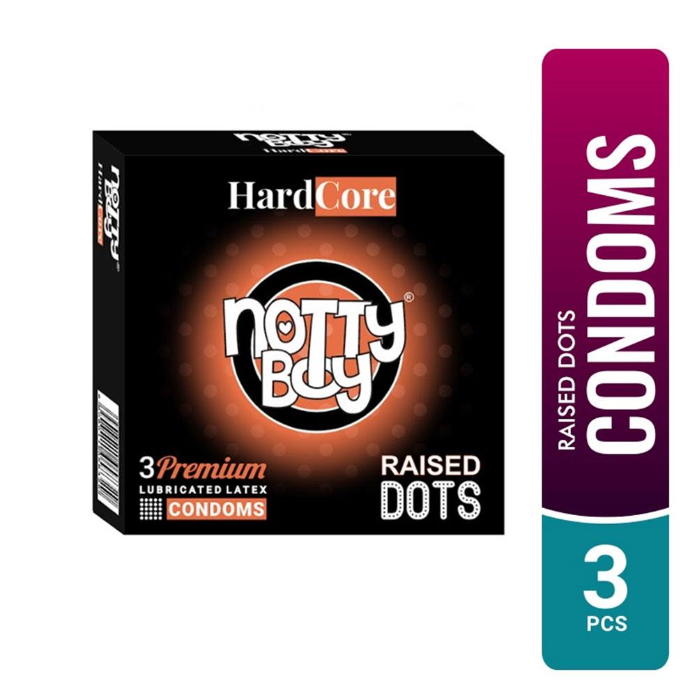 NottyBoy HardCore Raised Dots Chocolate Flavored Condoms - 3Pcs Pack