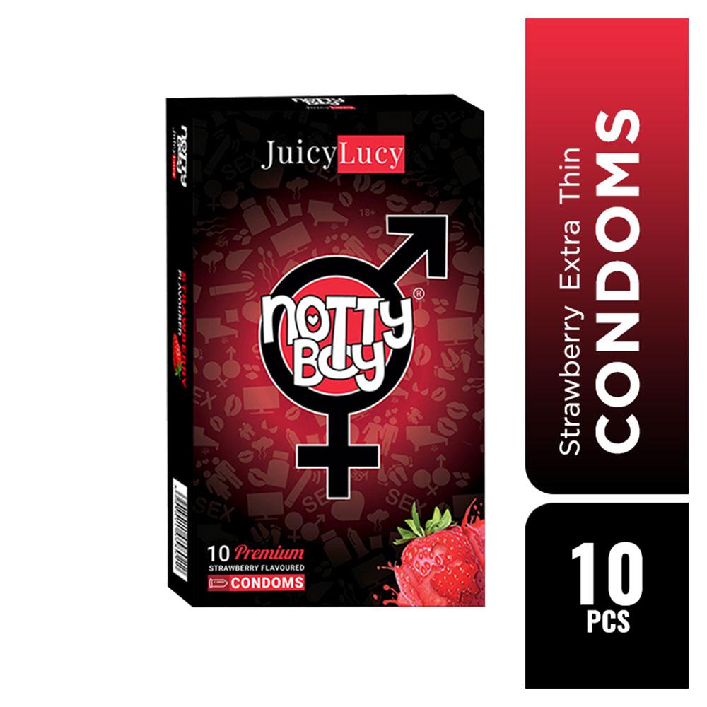 NottyBoy JuicyLucy Strawberry Flavoured Condom - 10Pcs Pack