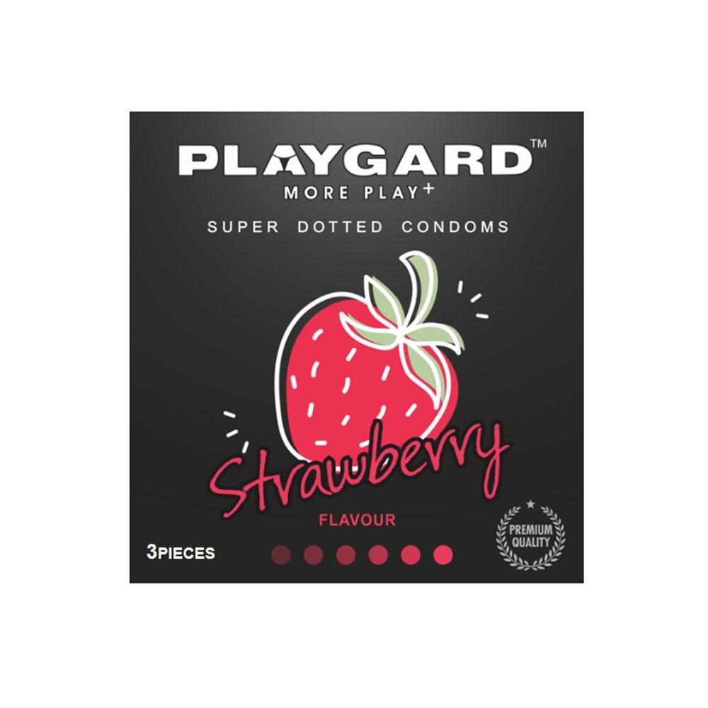 Playgard Strawberry More Play Super Dotted Condom - 3Pcs Pack
