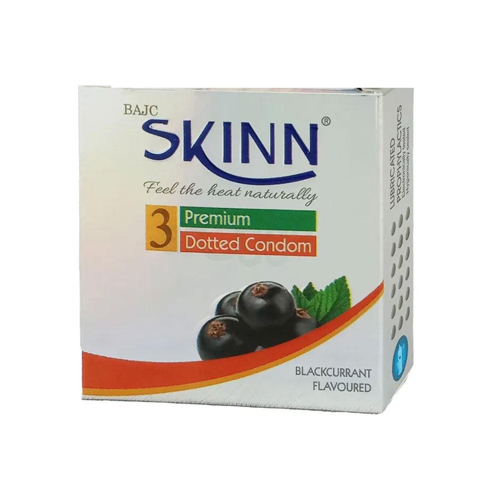 Skinn BlackCurrant Flavoured Premium Dotted Condom - 3Pcs Pack