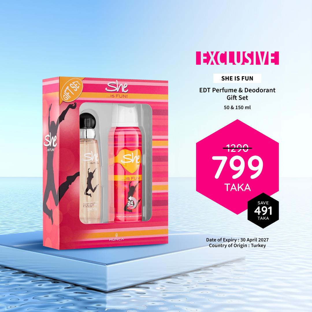 She Is Fun EDT Perfume 50ml & Deodorant 150ml Gift Set – 200ml