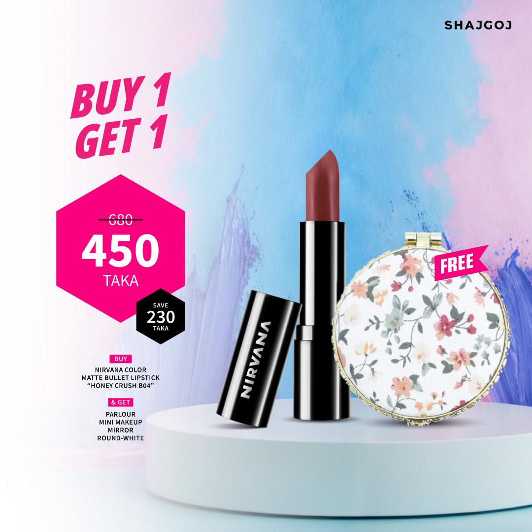 Buy Nirvana Color Lipstick - Honey Crush B04 and Get Parlour Makeup Mirror Free
