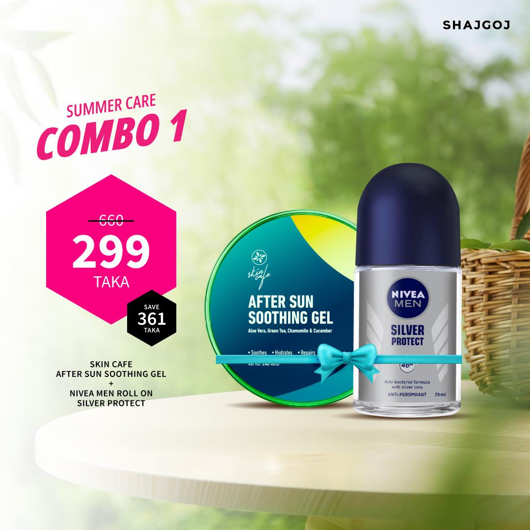 Summer Care Combo (Skin Cafe After Sun Soothing Gel +NIVEA MEN Roll On Silver Protect)
