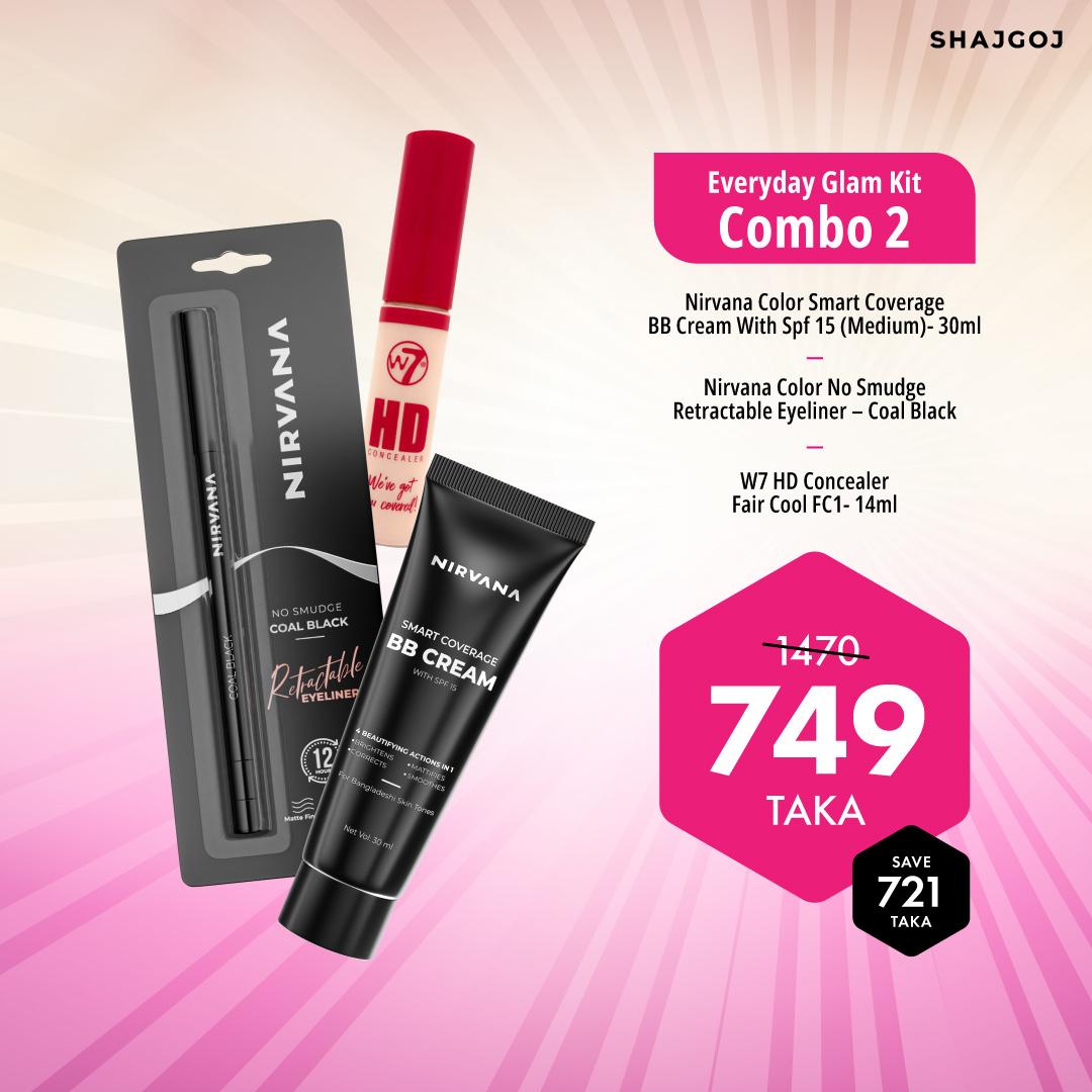 Everyday Glam Kit 02 (Nirvana Eyeliner + Nirvana BB Cream + W7 HD Concealer Fair Cool)