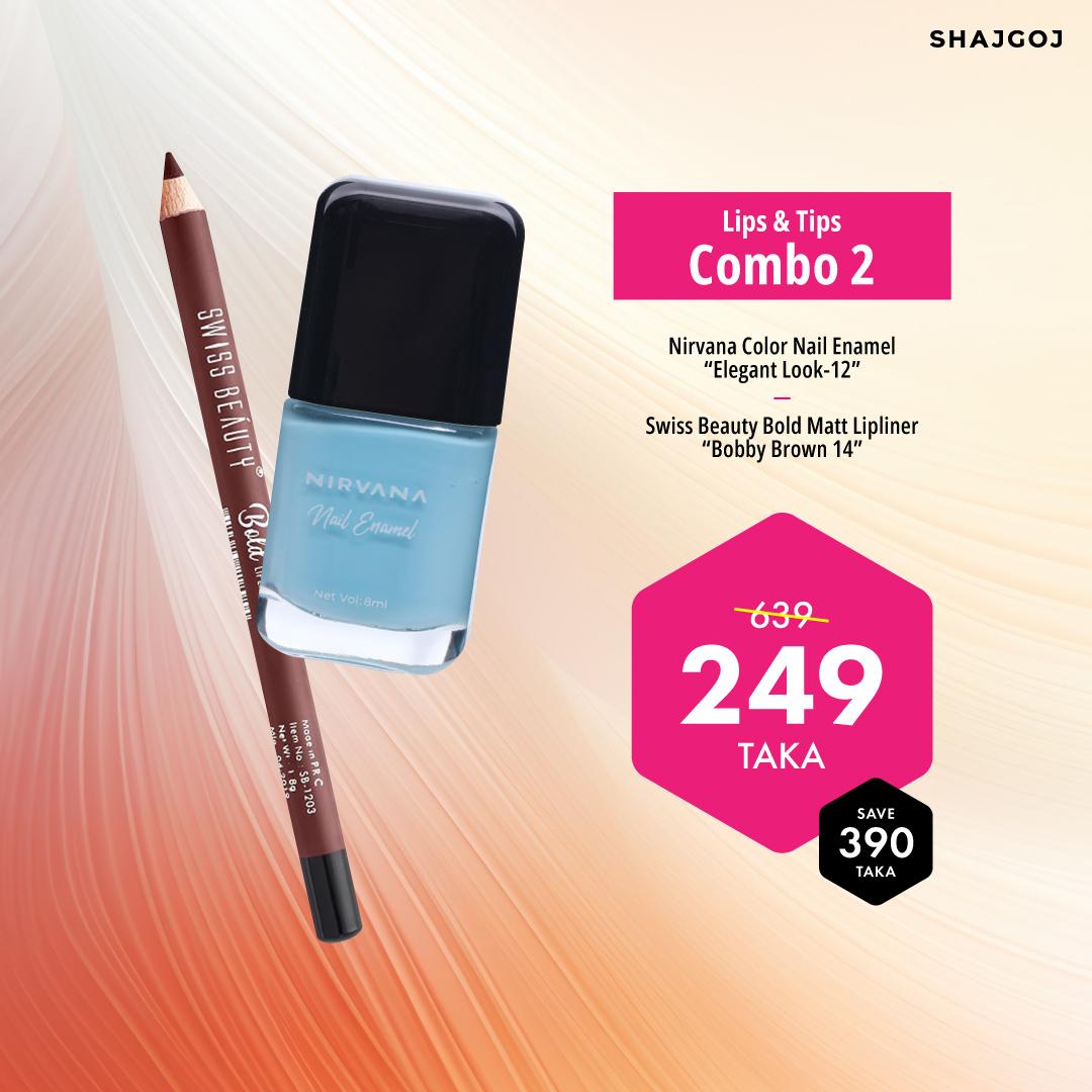 Lips & Tips Combo 02 (Nirvana Color Nail Enamel + Swiss Beauty Lip Liner)