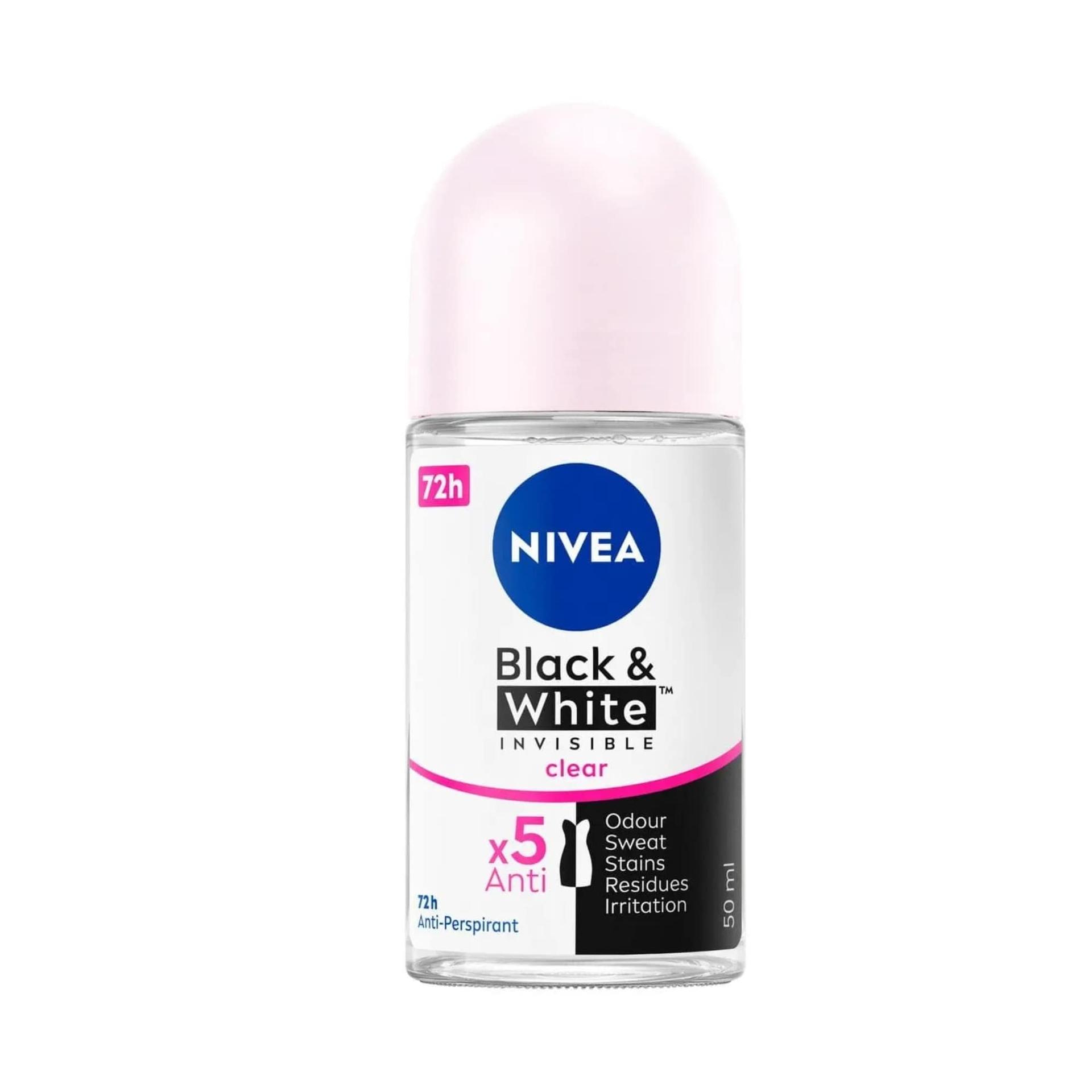 NIVEA Black & White Invisible Clear Roll-on Antiperspirant 50 ml – Nivea Men – 50ml