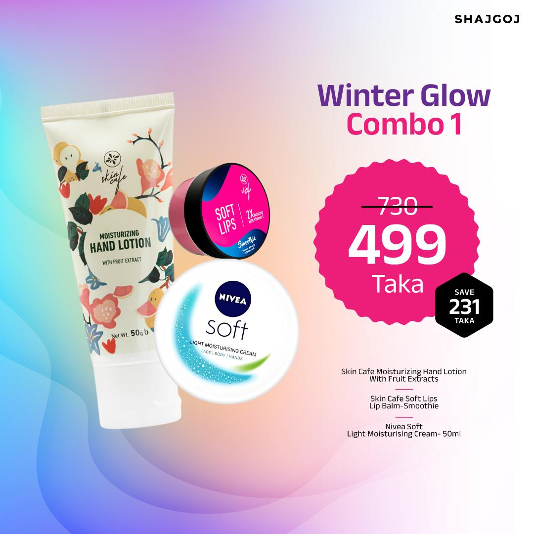 Winter Glow Combo 01 (Skin Cafe hand Lotion + Skin Cafe Lip Balm + Nivea Soft Light Moisturizer)