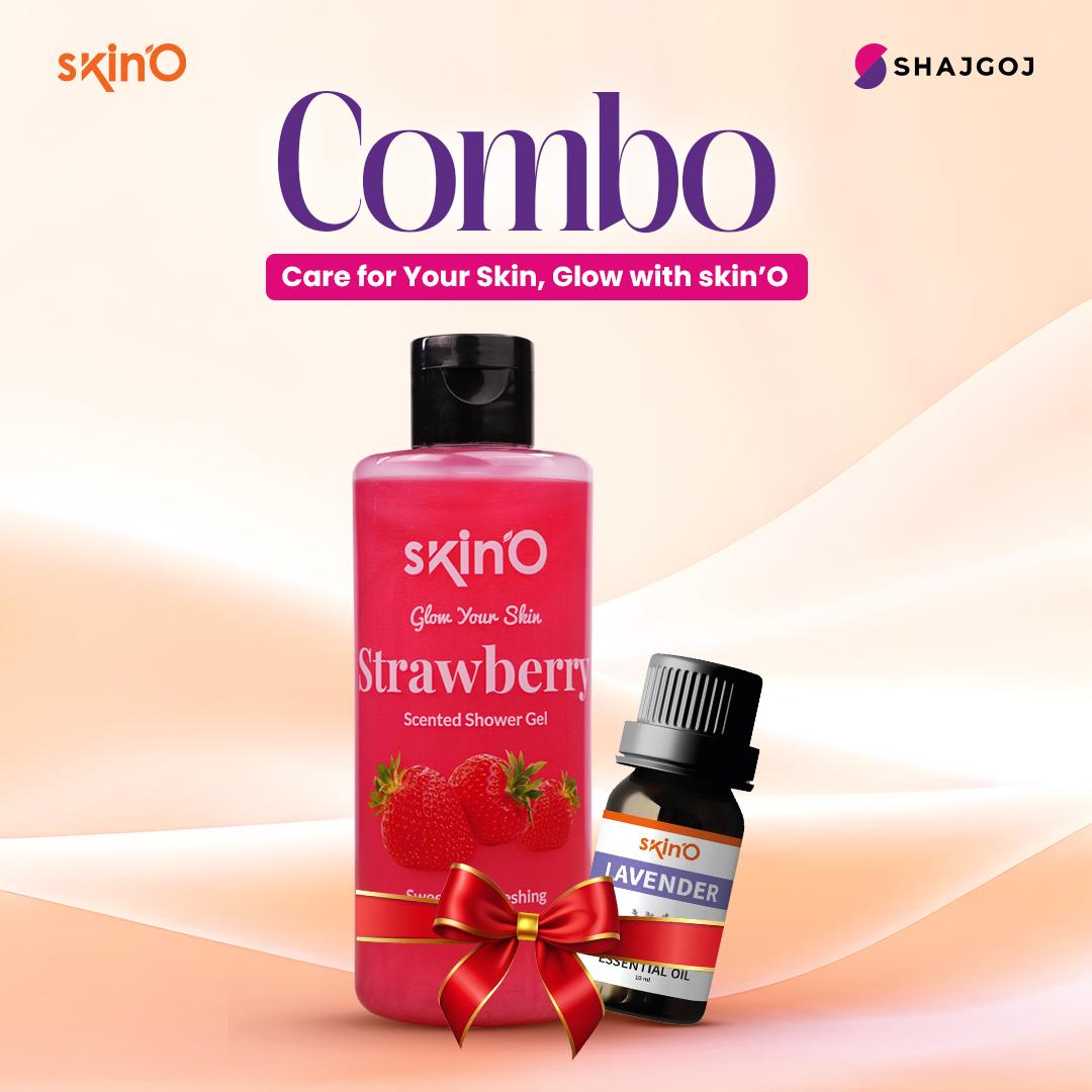 Skin'O Glow Your Skin Strawberry Scented Shower Gel & skin'O Lavender Essential Oil Combo Offer