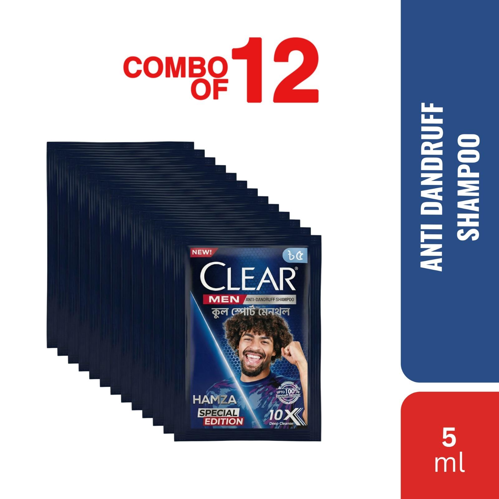 Clear Men Shampoo Cool Sport Menthol Anti Dandruff 5ml (Bundle of 12)