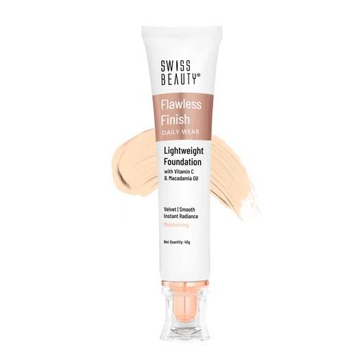 Swiss Beauty Flawless Finish Daily Wear Light Weight Foundation with Vitamin C & Macadamia Oil - 01 White Ivory – 40.0gm