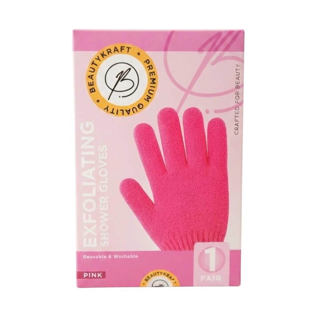 Beautykraft Exfoliating Shower Gloves Pink – 1 Pair