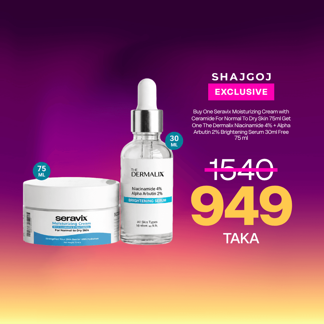 Buy One Seravix Moisturizing Cream with Ceramide For Normal To Dry Skin 75ml Get One The Dermalix Niacinamide 4% + Alpha Arbutin 2% Brightening Serum 30ml Free