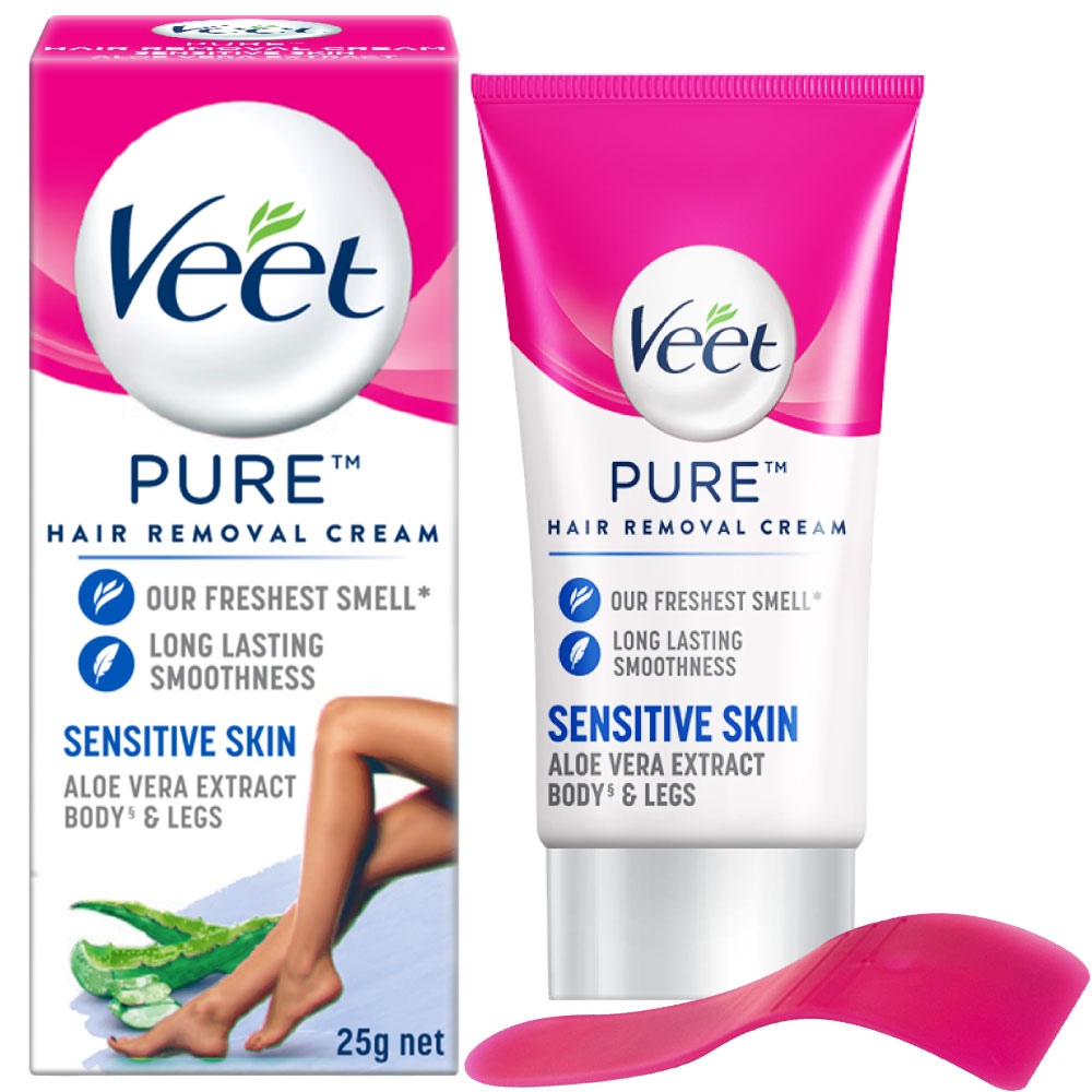 Veet Hair Removal Cream 25gm Sensitive Skin for Body Legs Get Salon like Silky Smooth Skin with 5 in 1 Skin Benefits 2