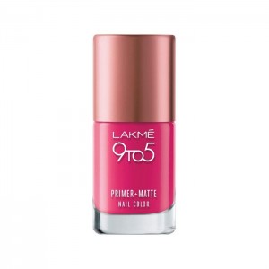 Lakme 9 to 5 Primer and Matte Nail Color - Magenta Matte -0
