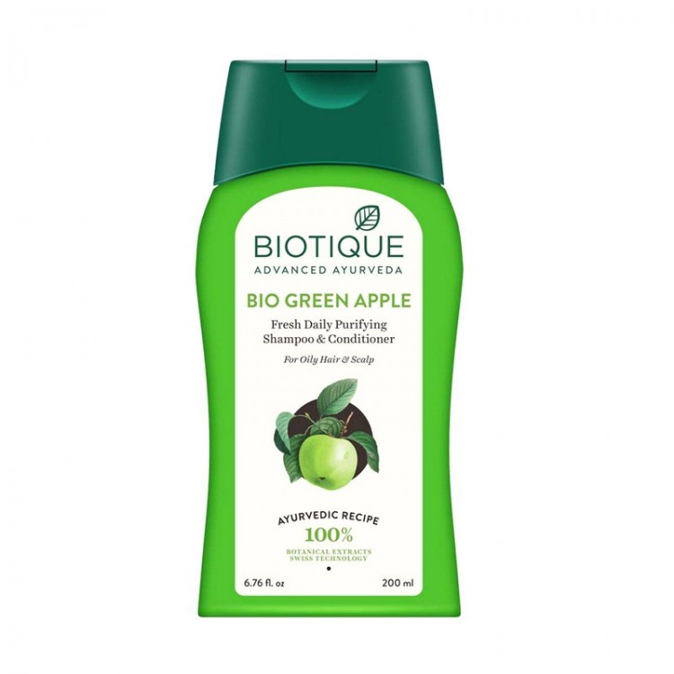 Biotique Bio Green Apple Fresh Daily Purifying Shampoo And Conditioner For Oily Hair And Scalp-0