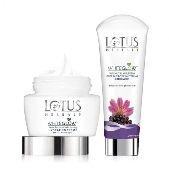 Lotus Herbals White Glow Knee And Elbow whitening Regimen (Exfoliator And Moisturising Cream)-7417