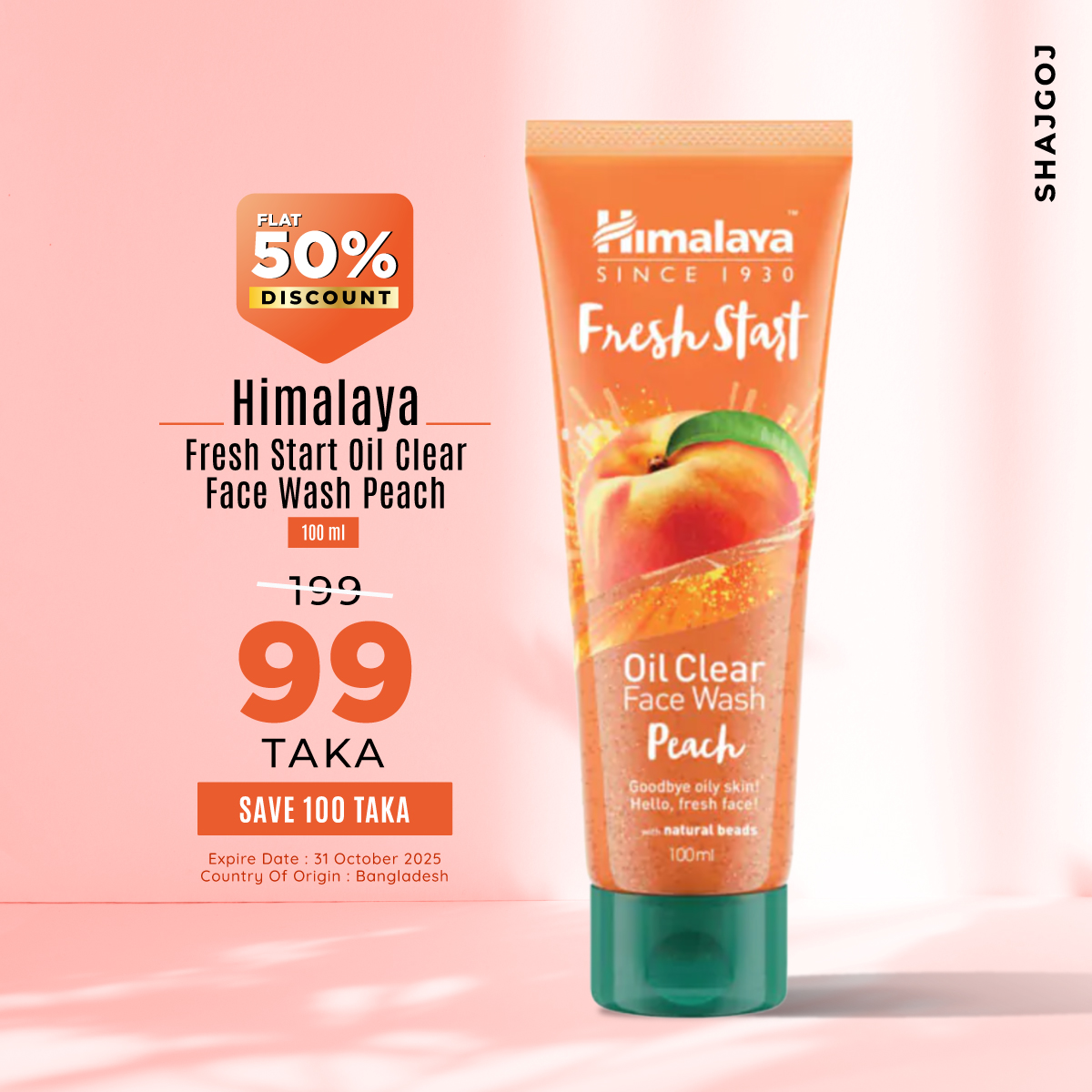 Himalaya Fresh Start Oil Clear Face Wash Peach – Shajgoj