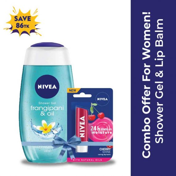 Nivea Frangipani & Oil Shower Gel 250ml & Cherry Shine Lip Care Balm (1)