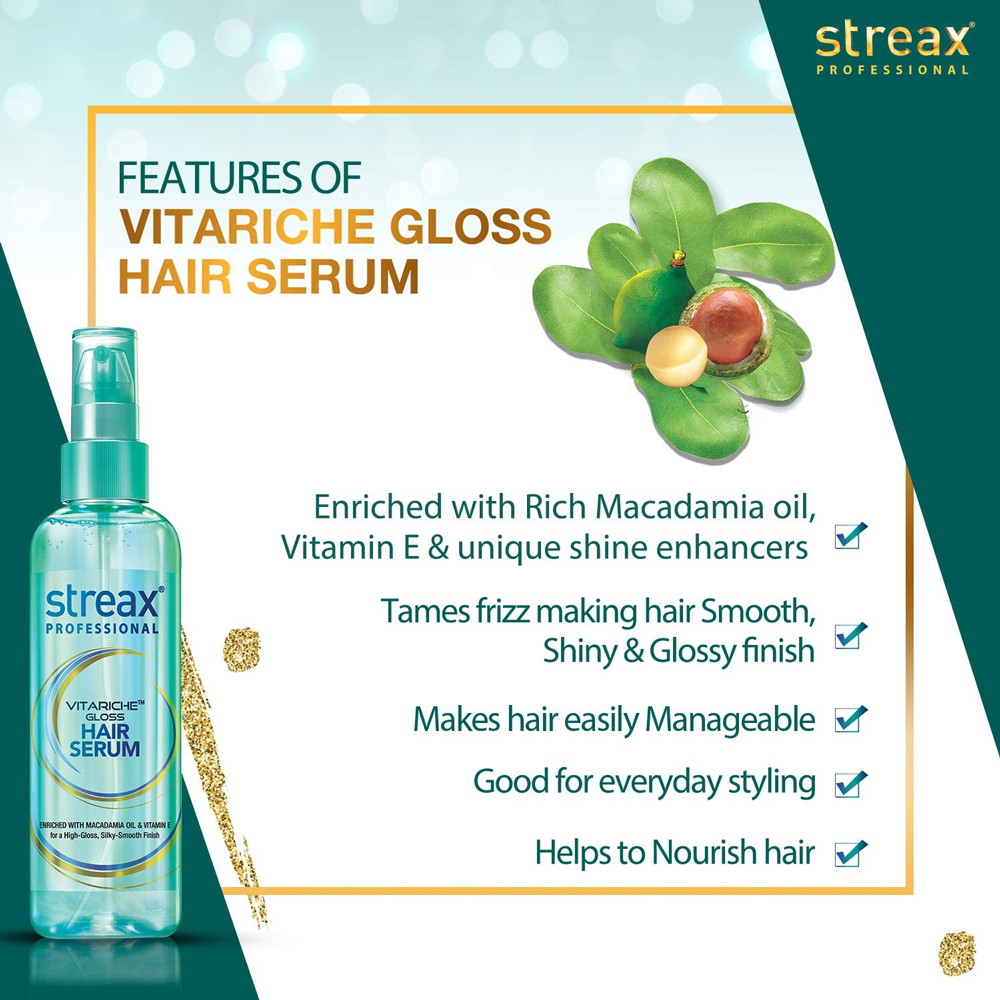 Streax Vitariche Gloss Hair Serum, Bottle, Packaging Size: 200ml