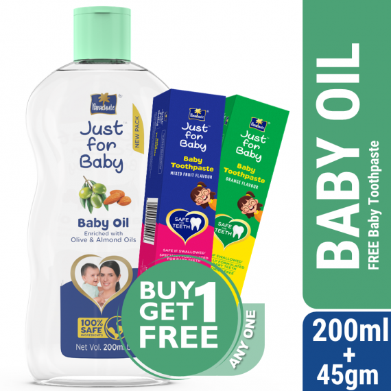 Parachute Just for Baby – Baby Oil 200ml (Toothpaste Free)