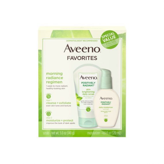 Aveeno Positively Radiant Gift Set For Face Scrub & Moisturizer-1