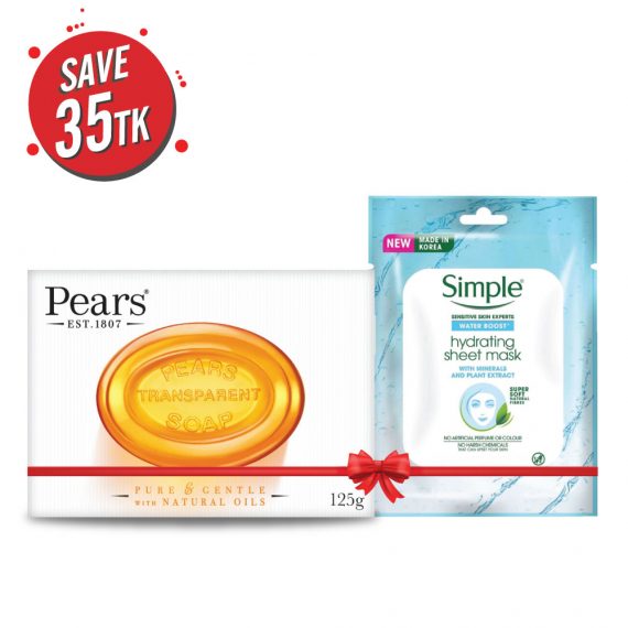 Pears Amber Oil Transparent Soap & Simple Water Boost Sheet Mask Combo Offer (1)
