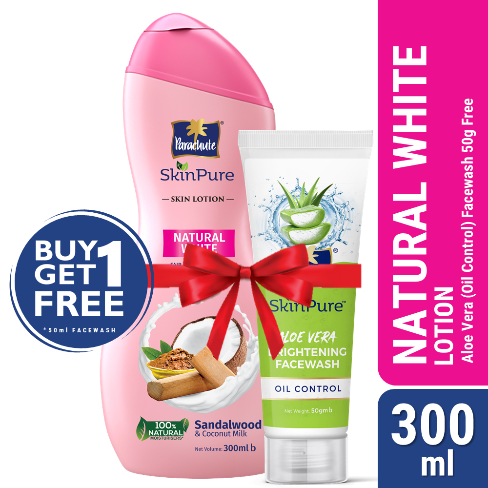 Buy One Parachute Skinpure Skin Lotion Natural White 300Ml Get One  Aloe Vera Facewash – Oil Control – 50Gm Free