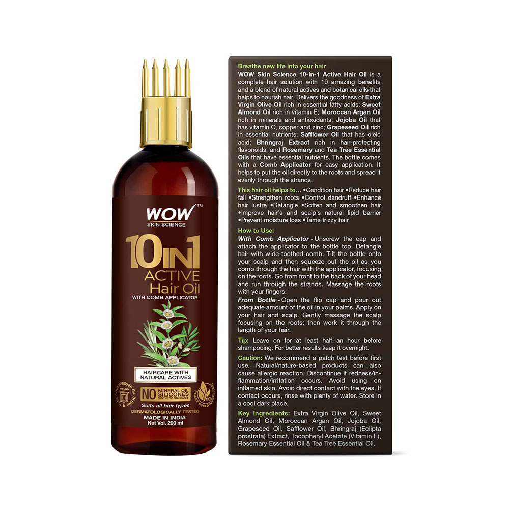 Wow Skin Science 10 in 1 Active Hair Oil With Comb – Shajgoj