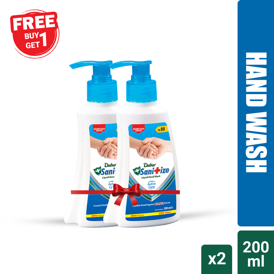 DABUR SANITIZE Active Care Hand Wash Pump (Buy One Get One) 200ml