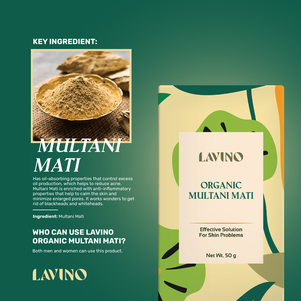 Lavino Organic Multani Mati - 50Gm Lavino Organic Multani Mati A Content Multani 2