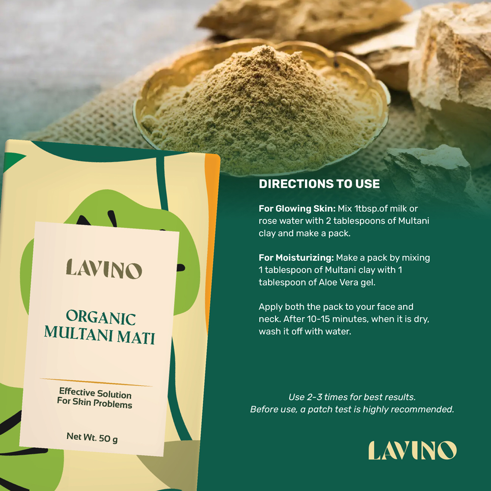 Lavino Organic Multani Mati - 50Gm Lavino Organic Multani Mati A Content Multani 4