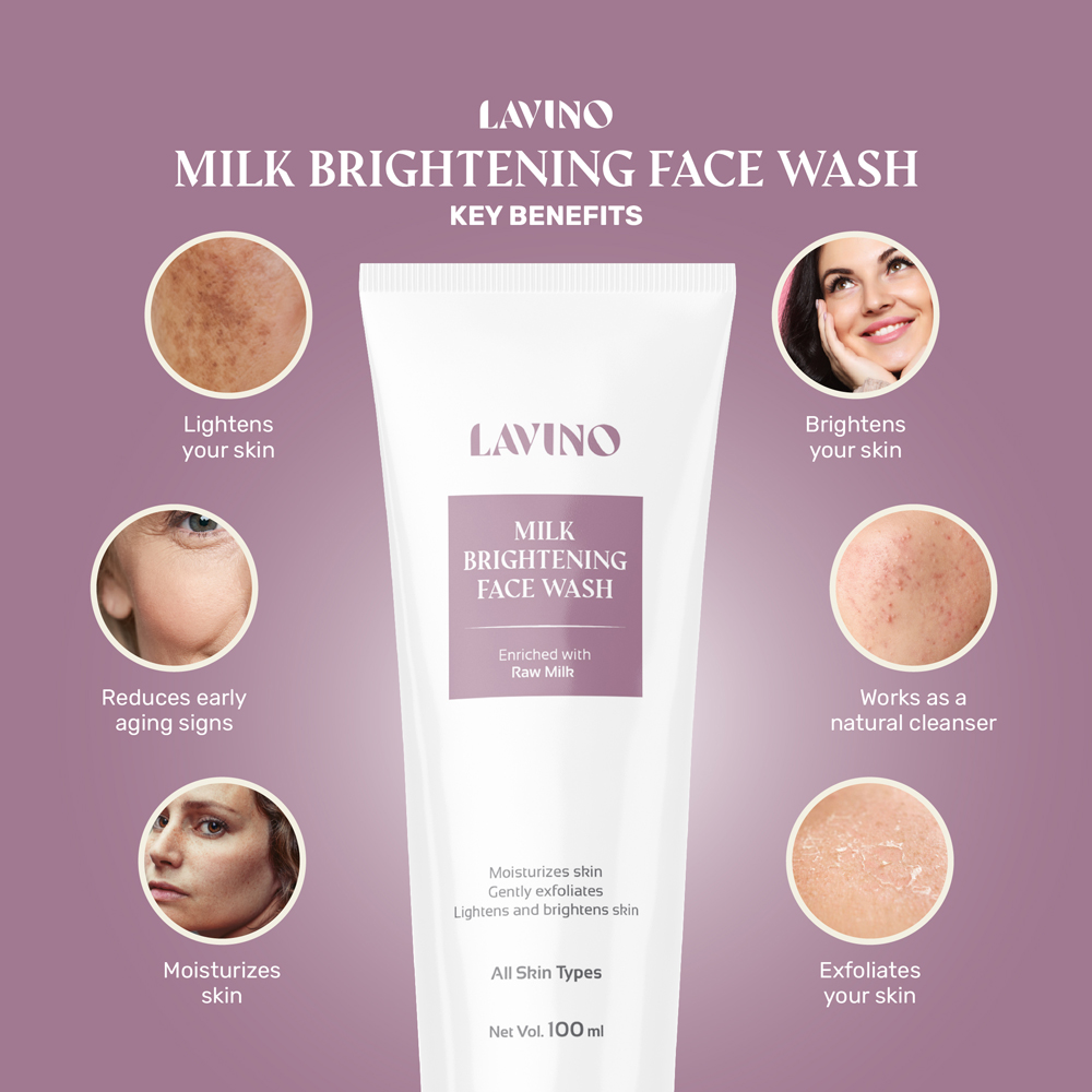 Lavino Milk Brightening Face Wash - 100Ml Lavino Milk Brightening Face Wash 3