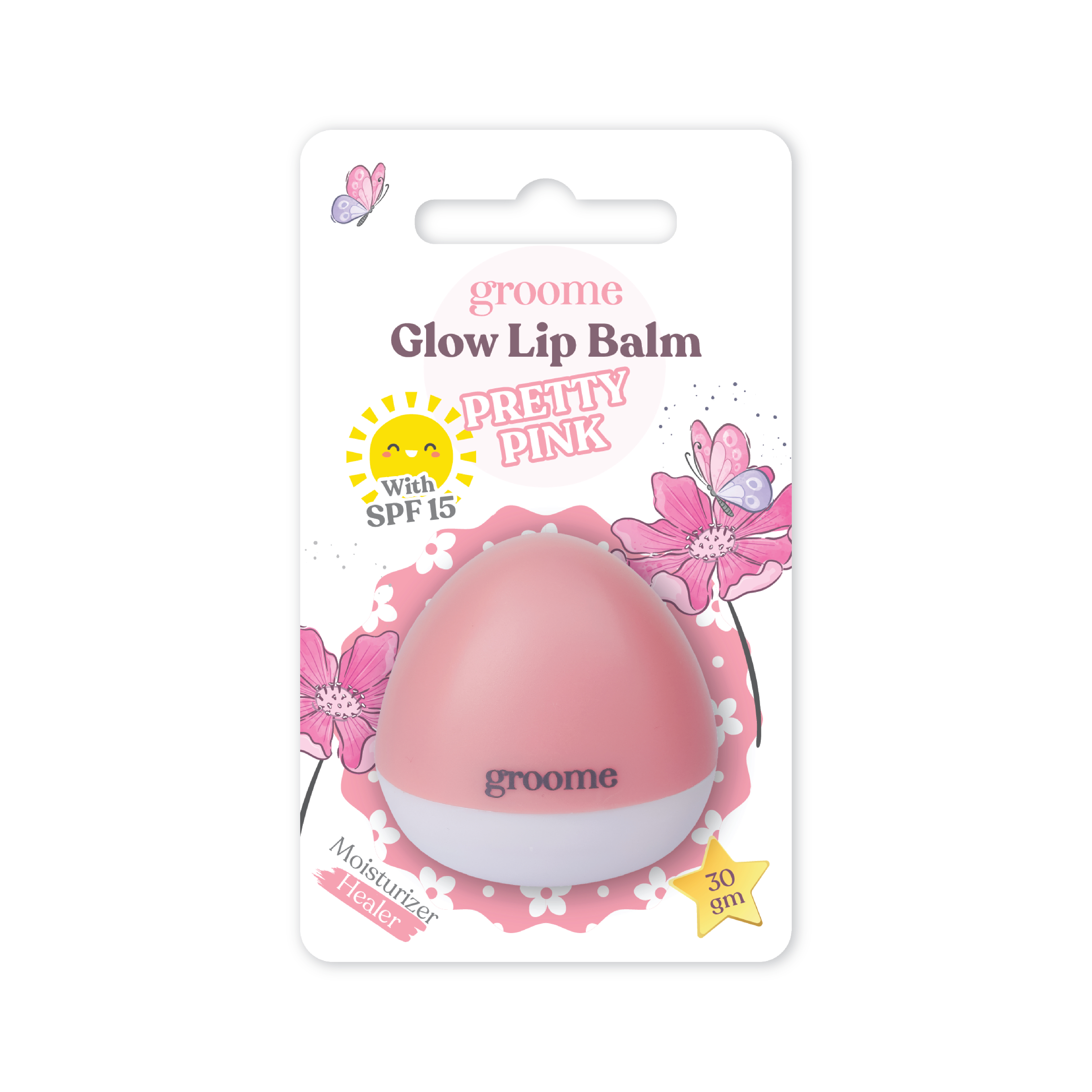 Groome Glow Lip Balm With SPF 15 – Pretty Pink