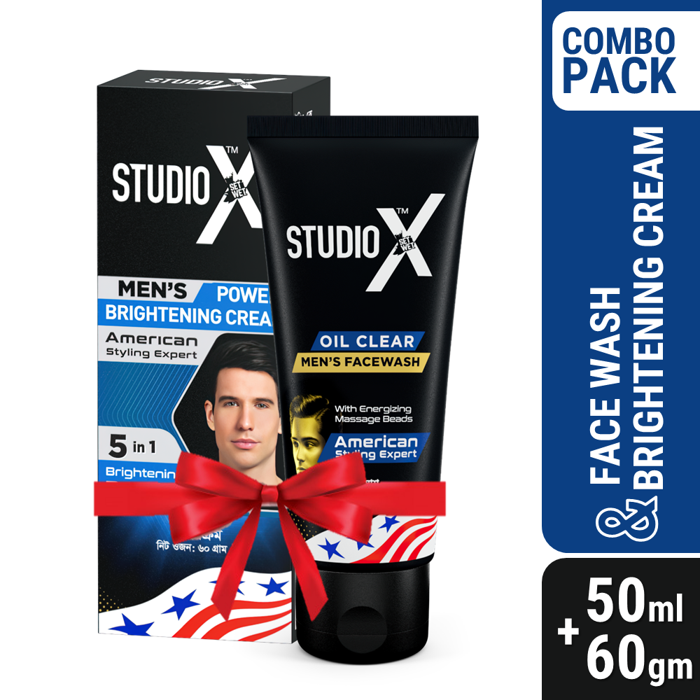 Studio X Facecare Combo – Studio X Oil Clear Facewash for Men 50ml & Studio X Power Brightening Cream 60gm