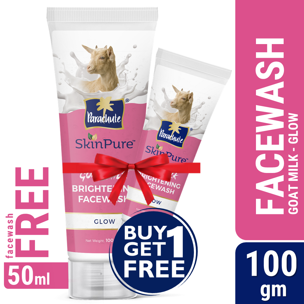 Parachute SkinPure Goat Milk Brightening Facewash (Glow) 100gm (Get 50gm Facewash FREE)