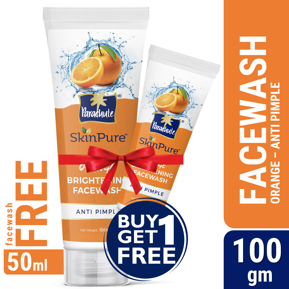 Parachute SkinPure Orange Brightening Facewash (Anti Pimple) 100gm (Get 50gm Facewash FREE)