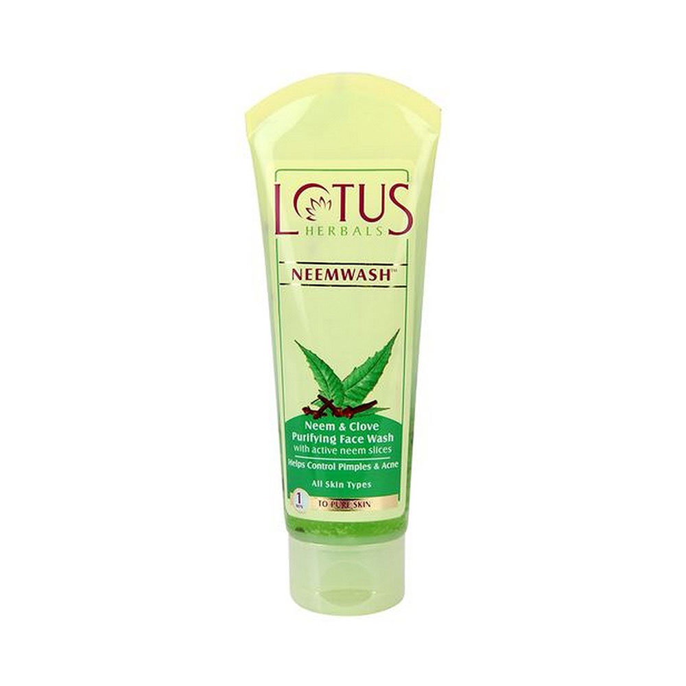 Lotus Herbals Neemwash Neem & Clove Purifying Face Wash with active neem slices