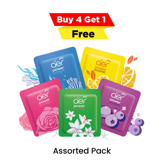 (Buy 4 Get 1 Free) Aer Power Pocket Bathroom Fragrance Assorted Pack 10g