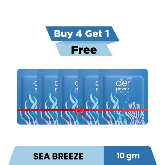 (Buy 4 Get 1 Free)Aer power pocket bathroom fragrance sea breeze 30 days 10 g